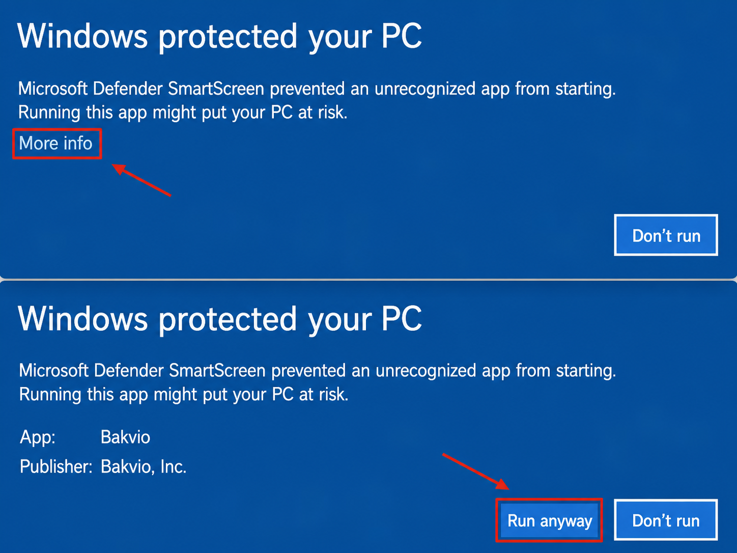 Windows protection warning